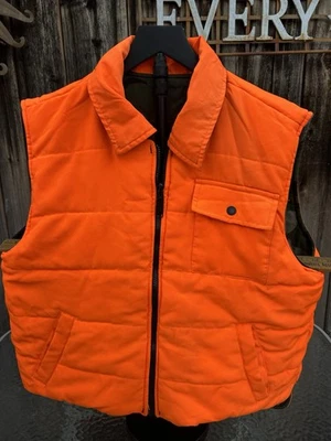 Blaze Orange Hunting Vest Reversible Camo Large Full Zip W/Shell Loops - Image 1 of 4