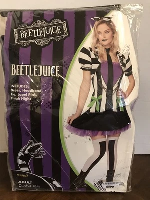 Beetlejuice Dress Adult Junior Large 12-14 Spirit Halloween Costume -NO PINS - Image 1 of 2