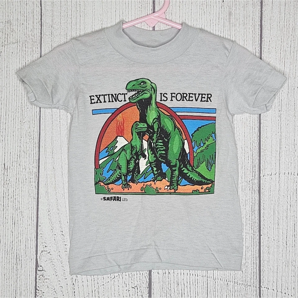 Camiseta vintage de dinosaurio de una sola puntada CHED by ANVIL *Extinct is Forever*, talla XS Foto 1 de 4