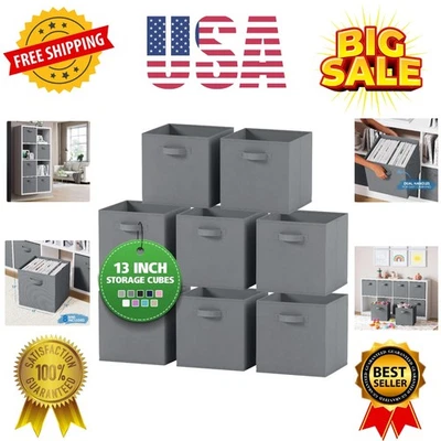 Cubos de almacenamiento de tela para organizador de cubos - Paquete de 8 contenedores de almacenamiento de alta resistencia - 13... Foto 1 de 4