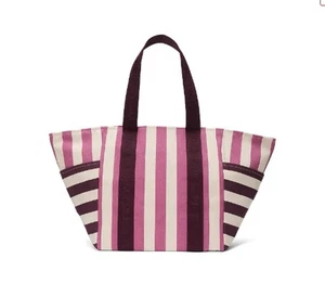 Victoria's Secret PINK NWT Canvas Beach Tote Bag Logo Pockets Summer 2024 - Picture 1 of 5