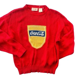 Vintage Coca-Cola Marke Rundhalsausschnitt Pullover 1980er Strick Spruch Logo Unisex Small - Bild 1 von 6