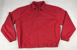 Polo Ralph Lauren Jacket Men’s XL Red Bomber Cotton Chin Strap Full Zip VTG - Picture 1 of 9