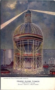 Postal de colección Friede Globe Tower Coney Island Nueva York DG2 - Imagen 1 de 2