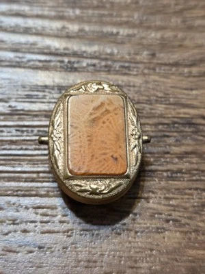 Antique 1875 Spring Pin Gold Tone Enamel Button - Image 1 of 3