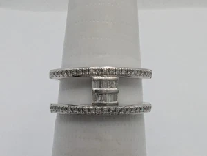 EA Sterling Silber 925 Diamant Doppel Band Ring Größe 5,5 - Bild 1 von 9
