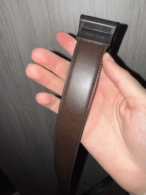 Perry Ellis Men's Leather Dress Belt Dark Brown/Black Reversible Size 32 NWT - Image 1 of 2