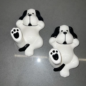 Two black-and-white dog wall hooks - Picture 1 of 5