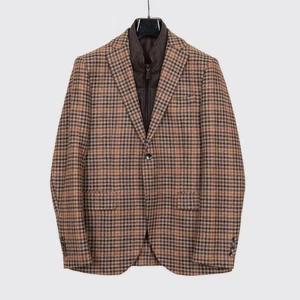 Paul Stuart Sport Coat Size EU50 Brown Check Wool Two Button Jacket - Picture 1 of 8