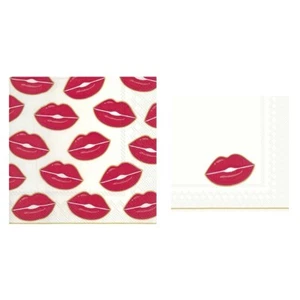 Servilletas de papel desechables labios rojos día de San Valentín almuerzo fiesta servilletas - Imagen 1 de 4