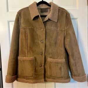 Chaqueta occidental RoughRider Circle T para mujer mediana imitación gamuza piel de oveja tostada granero - Imagen 1 de 8