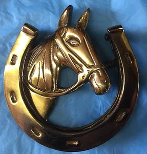 Battiporta testa di cavallo in ottone per cavallo equitazione - Foto 1 di 4