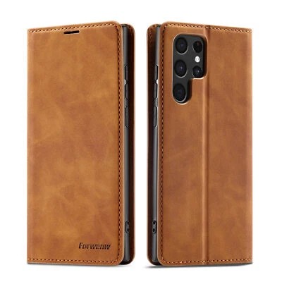 Funda tipo billetera de cuero magnética abatible para Samsung S25 Ultra Plus S24 S23 S22 Foto 1 de 4