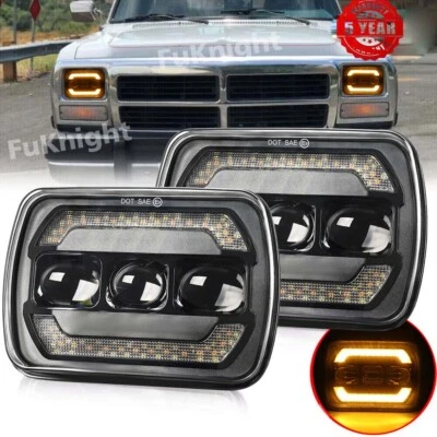 Пара светодиодных фар дальнего/дальнего света 5x7 дюймов 7x6 дюймов 300 Вт для Dodge Ramcharger Ram 50 W150 - Изображение 1 из 4