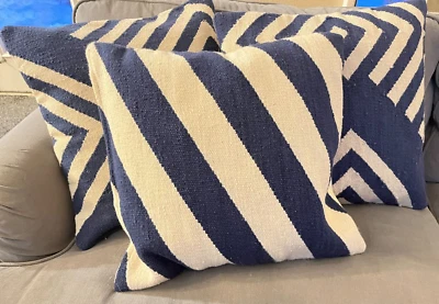 ETHAN ALLEN Nautical Throw Pillow Covers | Wool & Cotton | 20x20 | 3pc - Image 1 of 4