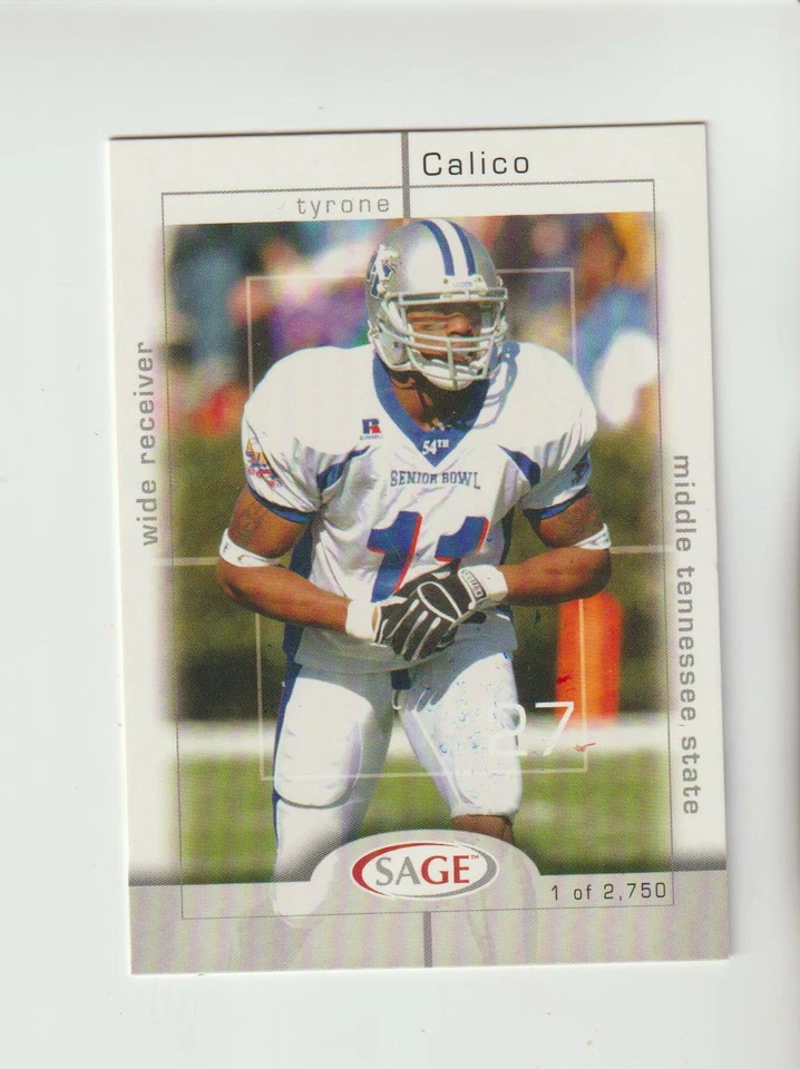 2003 SAGE Jersey #9 Tyrone Calico rookie, Middle Tennessee Blue Raiders /2750 - Image 1 of 1