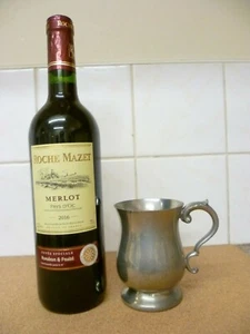 A VINTAGE SMALL QUARTER PINT CAPACITY, POT BELLIED PEWTER TANKARD By 'BPC' - Picture 1 of 9