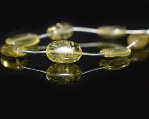 Natural Yellow Lemon Quartz Oval Shape Smooth Gemstone Beads 6" Jewelry Making
