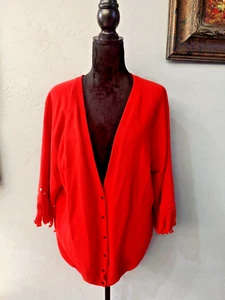 Lida ROTER FLEECE PULLOVER Prescott AZ mit indischen Gemälden Gr. L - Bild 1 von 12