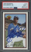 Ken Griffey Jr. HOF Signed 1989 Bowman #220 RC Rookie PSA 9 PSA/DNA 10 AUTO