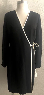 Jones New York Little Black 90’s Faux Wrap Cocktail Dress Women’s Size 8 $139 - Image 1 of 4