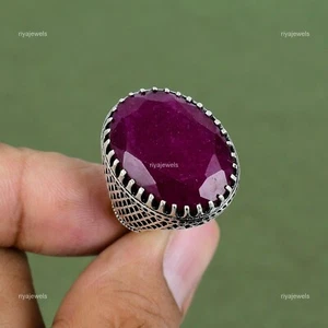 Womens day Deal Kashmir Rubi Gemstone 925 Sterling Silver Promise Statement Ring - Picture 1 of 6