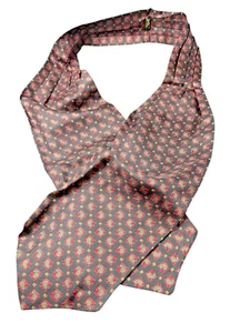 Vintage 1970s Red Gold Gray Superior Silk Tie Ascot Cravat Sophisticated 44"x5" - Picture 1 of 4