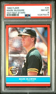 Tarjeta temprana Fleer Hottest 1988 PSA 8 Mark McGwire Oakland A's - No más PSA 10 Foto 1 de 2