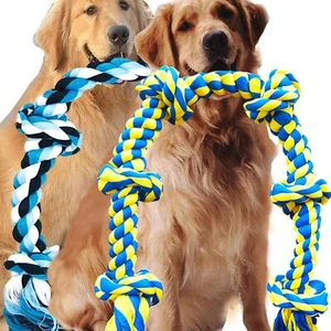 6 Knot 2 Pack 3.6 Feet Giant Large Dog Chew Rope Toy for Large, BlueYellow - Picture 1 of 6