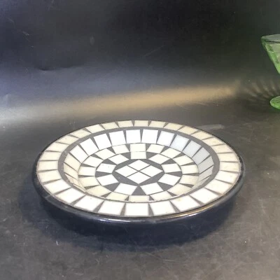 Platos de vitrales de mosaico de 4 3/4" de diámetro, verde, baratija de jabón para velas Foto 1 de 4