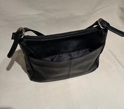 Gianni Bernini Black Leather Handbag Shoulder Strap Satchel Multi-Compartment - Image 1 of 4