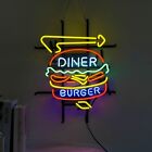 "Diner Burger" Neon Light Bistro Room Wall Decor Real Glass Neon Signs 19"