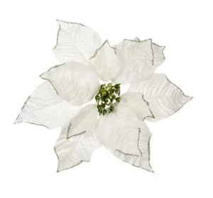 Pack 4 Clip On Flowers Floral Christmas Decorations Poinsettia White 20cm - Picture 1 of 1