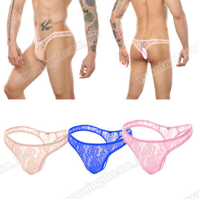 Sexy Sissy Pouch Panties Mens Sheer Lace G String Gay Underwear Lingerie Thongs • 3.43€