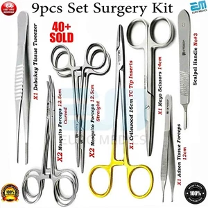 Kelly Mosquito Hemostat Locking Forceps Curved Mayo Scissor Surgical Tweezer Set - Picture 1 of 1