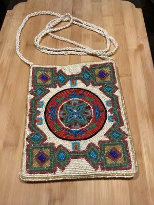 Vintage Beaded  Evening Bag Crossbody Handbag Purse Made In India Heavily Beaded Foto 1 de 4