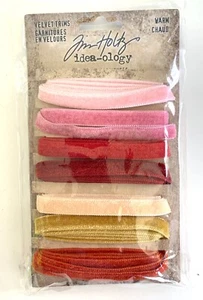Tim Holtz Idea-ology Velvet Trims 7 Colors 1 Yard Each Warm Colors Red Pink Gold - Picture 1 of 2