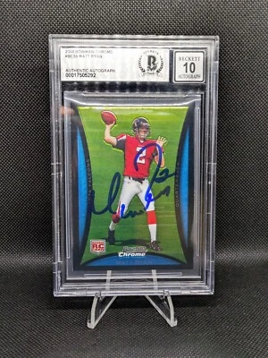 Matt Ryan Signed On Card 2008 Bowman Chrome RC #BC59 Beckett BAS Auto Grade 10 - Image 1 of 2