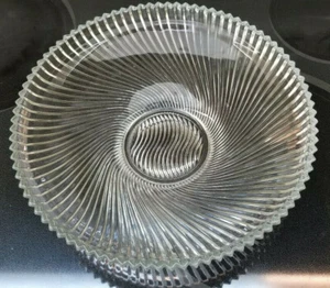 Unique maker 11.5" clear swirl platter bowl plate lead Crystal (hand finished?) - Picture 1 of 8