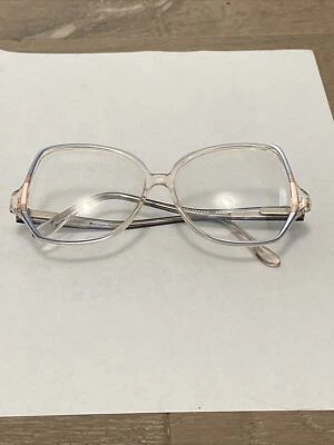 VTG New St Moritz Clear Blue & Pink Diva RX Eyeglass Frames Art Deco Style 57-14 - Image 1 of 4