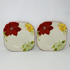 Juego de 2 platos de cena Pioneer Woman Poinsettia 10,75 núcleo de casa de Navidad - Imagen 1 de 10