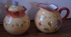 Pfaltzgraff NAPOLI handbemaltes Steinzeug - SAHNEKÄNNCHEN UND ZUCKER - Bild 1 von 3