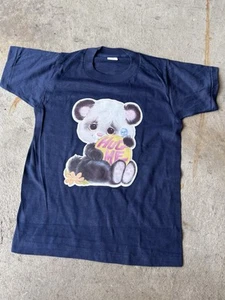 VTG 80s 70s Kids Panda Hug Me Transfer Tee T Shirt M 6-8 Screen Stars - Picture 1 of 7