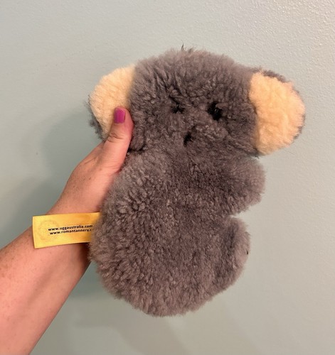 RARO UGG Australian Flat Grigio Koala Giocattolo Peluche Lana Merino 10"