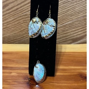 Pendientes y colgantes de colección concha de abulón natural iridiscente joyería tribal  - Imagen 1 de 9