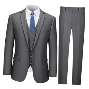 Suits for Men, 3 Piece Men's Suit Slim Fit, Solid Jacket 4X-Large Dark Gray - Picture 1 of 7