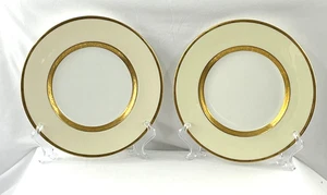 Minton Vintage K100 Gold verkrusteter Rand & Rand Mittagessen Teller 2er Set EUC - Bild 1 von 16