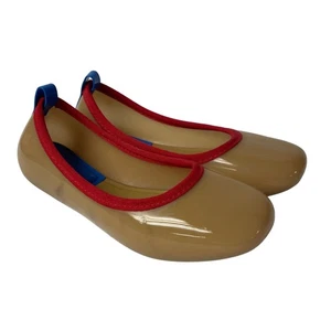 Melissa Lance Ballet Flats Tan Red Blue Sz 6 - Picture 1 of 8