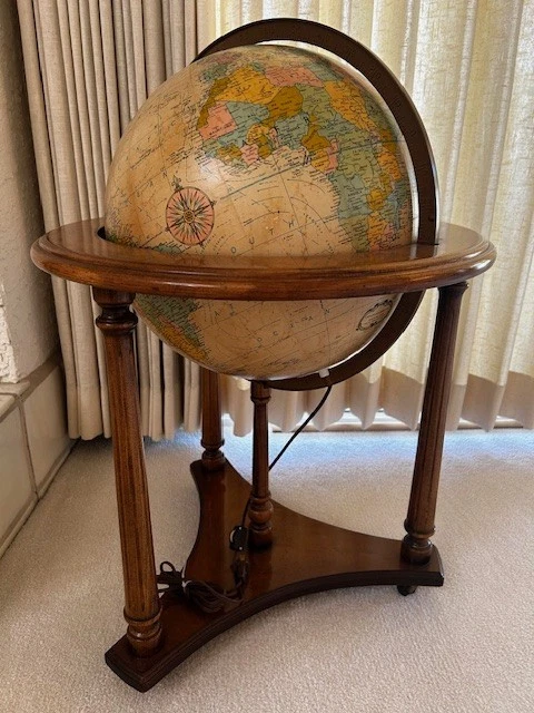 Antigo Replogle Heirloom 16" Globo de Chão Iluminado Madeira Neoclássica Suporte Rodas - Imagem 1 de 2