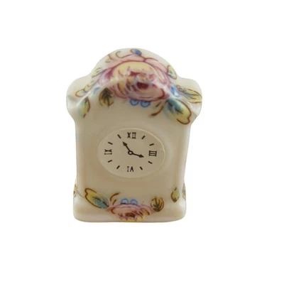 MELODY JANE DOLLS HOUSES Puppenhaus Kaminuhr Weiß Floral Porzellan 1:12 Maßstab Miniatur Zubehör